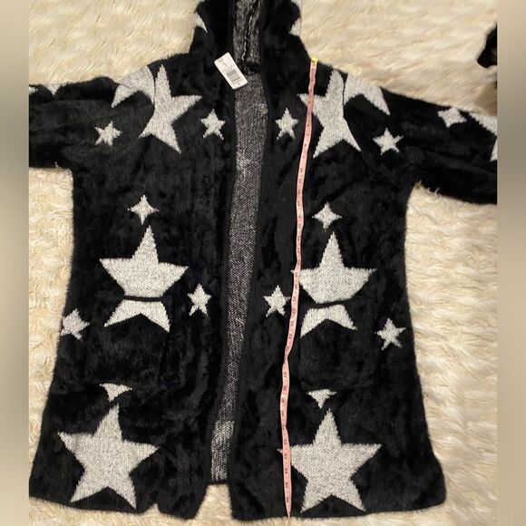 Torrid Hooded fuzzy Star Cardigan Black & White, Pockets, Stretch size 3… - Picture 16 of 16